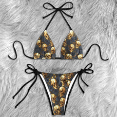 Golden Skull Midnight Rose Micro Triangle Bikini Swimsuit