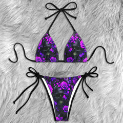 Skull Darkest Petal Micro Triangle Bikini Swimsuit