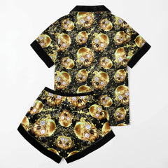 Chic and stylish women's pajama set with unique design prints and statement sleeves, Soft and luxurious fabrics make this pajama set perfect for bedtime or lounging at home.