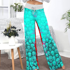 Red Velvet Skull Parade Women's High-waisted Wide Leg Pants
