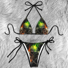 Barbed Wire Skulls Micro Triangle Bikini Swimsuit