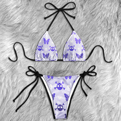 Sweet Lavender Skull Micro Triangle Bikini Swimsuit