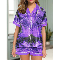 Chic and stylish women's pajama set with unique design prints and statement sleeves, Soft and luxurious fabrics make this pajama set perfect for bedtime or lounging at home.