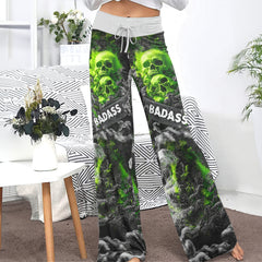 Skull Hell Smoke Women's High-waisted Wide Leg Pants