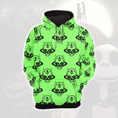 Green Baby Skull Pattern Combo Hoodie and Leggings - Dark and edgy matching set with skull designs for a unique and stylish look