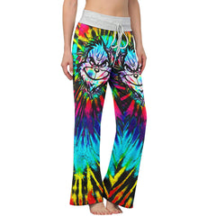 TieDye Rainbow Nightmare Theme Women's High-waisted Wide Leg Pants | Wonder Skull