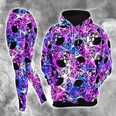 Purple Smoke Skull Butterfly Combo Hoodie and Leggings - Dark and edgy matching set with skull designs for a unique and stylish look.