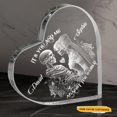 You & Me True Love - Customized Skull Couple Crystal Heart Anniversary Gifts