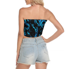 Image featuring a stylish set of women's tube top and high-waisted pants, perfect for summer outings and beachwear. The ensemble exudes a trendy and chic vibe, ideal for resort vacations, beach parties, and poolside lounging. The tube top offers a flattering silhouette, while the high-waisted pants provide comfort and style. This fashionable outfit set is a must-have for anyone looking to make a statement under the sun.