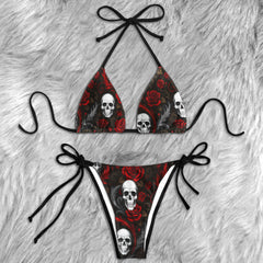 Blood Roses & Silent Skulls Micro Triangle Bikini Swimsuit