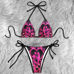 Flaming Hearts Gothic Love Micro Triangle Bikini Swimsuit