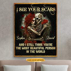 See Your Scars - Custom Personalized Names Gothic Skull And Roses Canvas