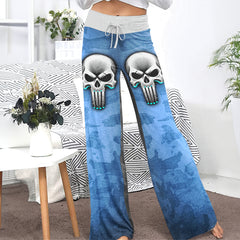 Cyber Skull Grunge Art Women's High-waisted Wide Leg Pants