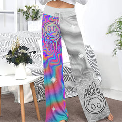 Holographic Melt Face Women's High-waisted Wide Leg Pants