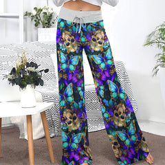 Abstract Skull Butterfly Women's High-waisted Wide Leg Pants