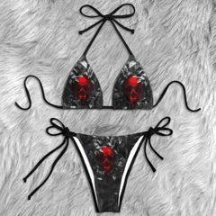 Scarlet Shadow Red Skull Micro Triangle Bikini Swimsuit