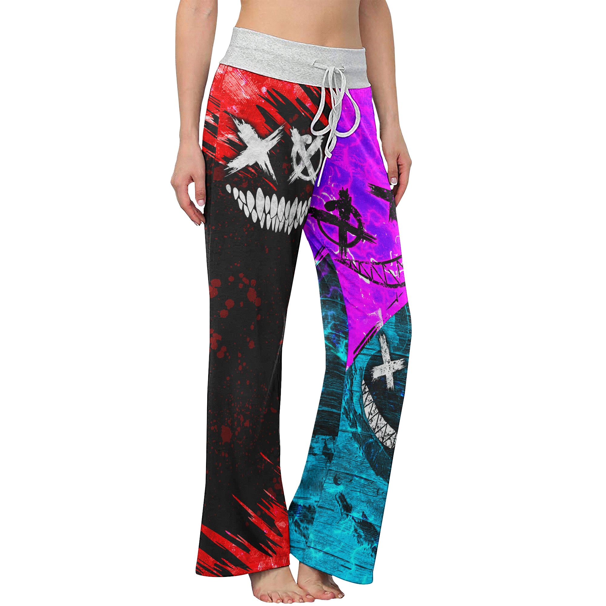 Yin Yang Psycho Horror Women's High-waisted Wide Leg Pants | Wonder Skull