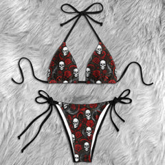 Royal Baroque Skull Rose Micro Triangle Bikini Swimsuit