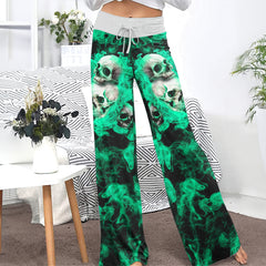 Green Soul Skull Women's High-waisted Wide Leg Pants