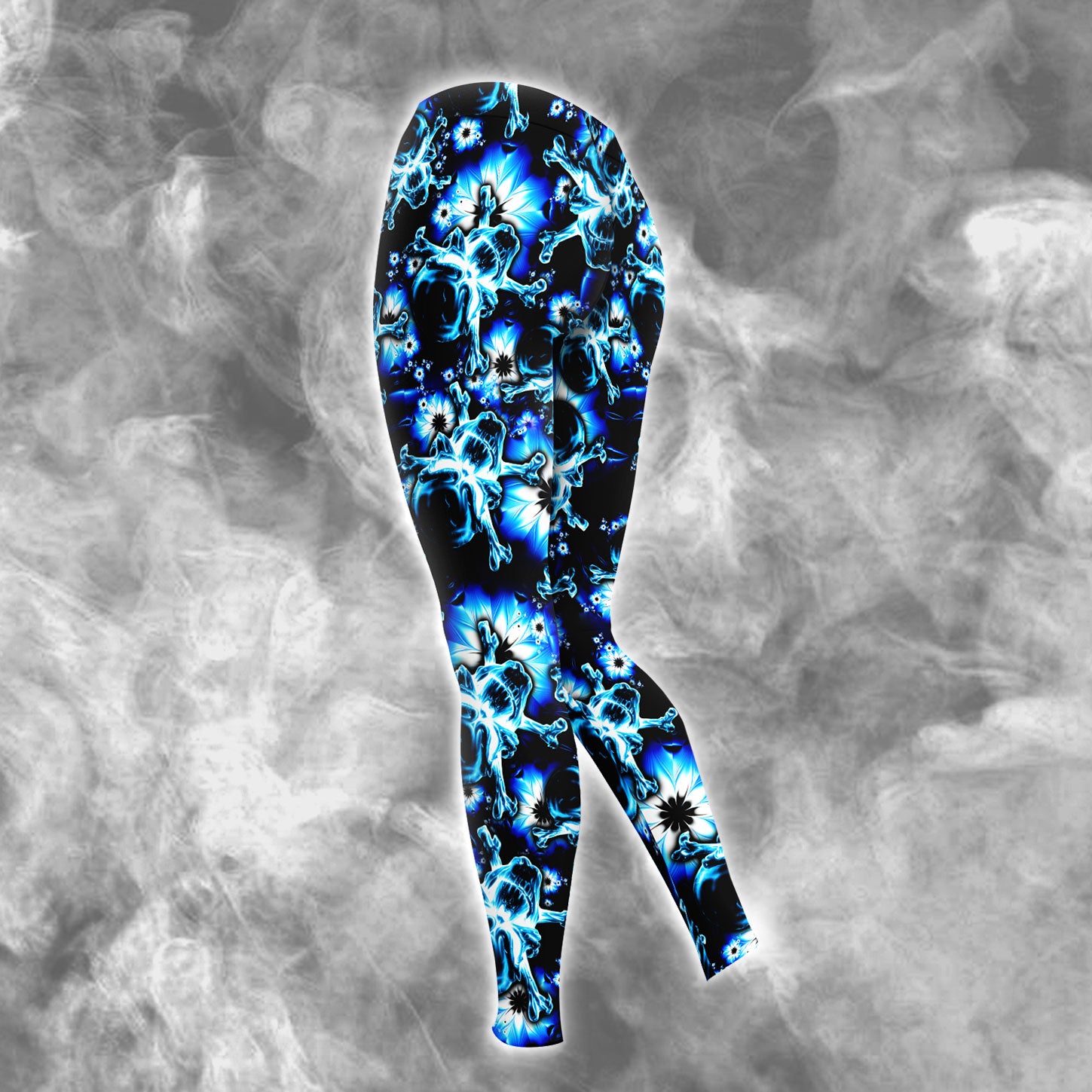 Dark Blue Skull Floral Combo Hoodie and Leggings - Dark and edgy matching set with skull designs for a unique and stylish look.