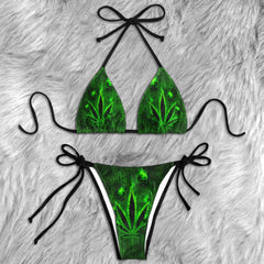 Neon Smoke Ghost Skull Micro Triangle Bikini Swimsuit