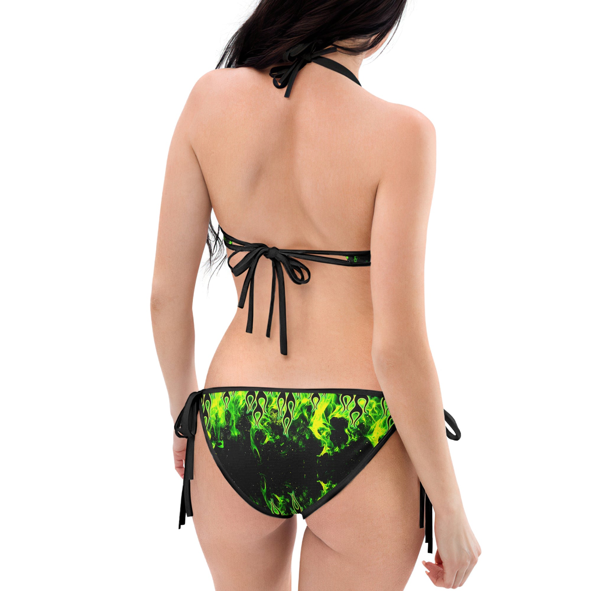 Two Piece Bikini Set, featuring a ribbed design. The v-neck bikini top offers a soft, comfortable fit, while the low-waist bottoms provide moderate coverage for a flattering silhouette.