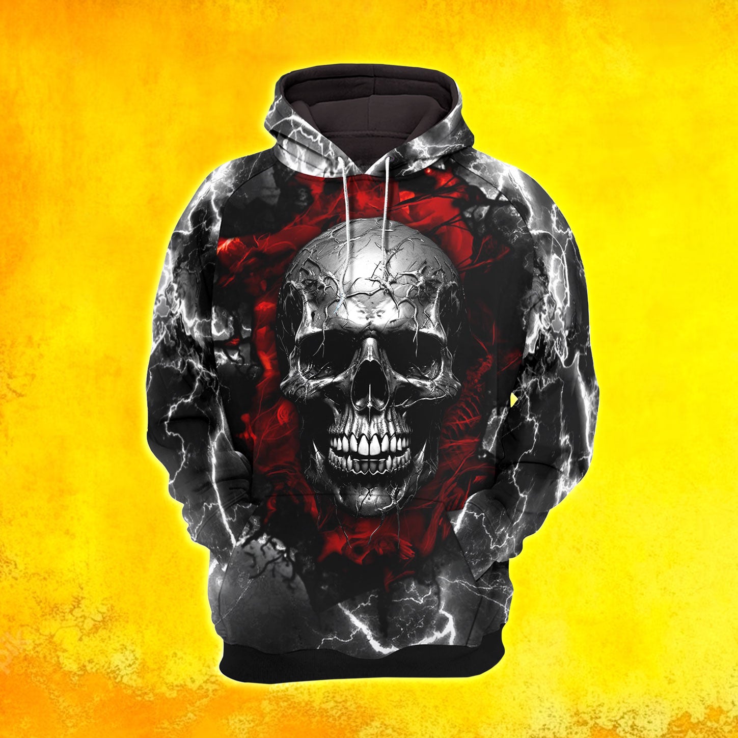 Skull Silver Thunder Art Combo Hoodie and Leggings - Dark and edgy matching set with skull designs for a unique and stylish look