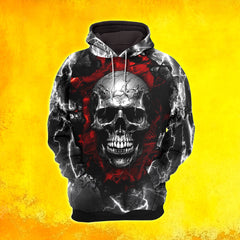 Skull Silver Thunder Art Combo Hoodie and Leggings - Dark and edgy matching set with skull designs for a unique and stylish look