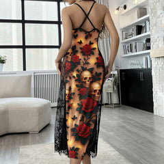Light Skull Rose Vintage Women's Lace Cami Sleepwear