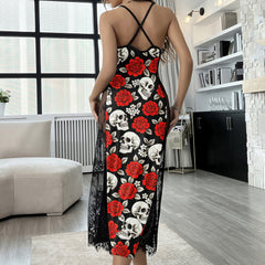 Gothic Skull Flower Women's Lace Cami Sleepwear