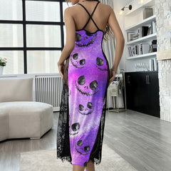 Purple Skull Glitter Women's Lace Cami Sleepwear