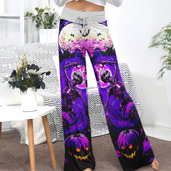 Purple Dance Skeleton Women's High-waisted Wide Leg Pants | Wonder Skull