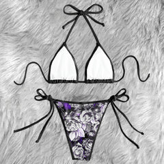 Grayscale Roses & Grins Micro Triangle Bikini Swimsuit