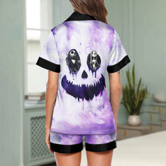 Purple Face Watercolor Women's Pajama Sets Top Sleeve & Short Bottom