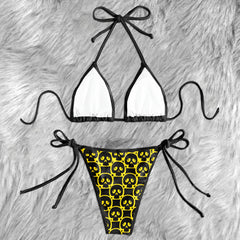 Abstract Geometric Skull Micro Triangle Bikini Swimsuit