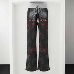 Inferno Skull Tee Women's High-waisted Wide Leg Pants