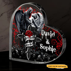 True Love Rose - Customized Skull Couple Crystal Heart Anniversary Gifts