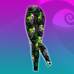 Green Nightmare Theme Pattern Combo Hoodie and Leggings - Dark and edgy matching set with skull designs for a unique and stylish look