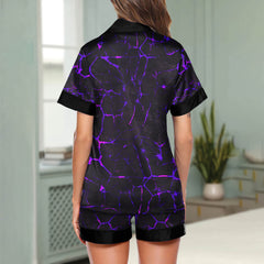 Purple Skull Lava Women's Pajama Sets Top Sleeve & Short Bottom
