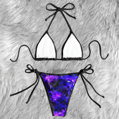 Purple Fire Skull Art Micro Triangle Bikini Swimsuit