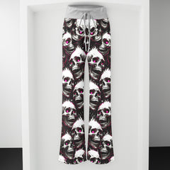 Fiery Skull Pink Eyes Women's High-waisted Wide Leg Pants