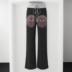 Red Camo Skull Medallion Women's High-waisted Wide Leg Pants