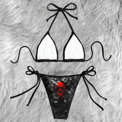 Scarlet Shadow Red Skull Micro Triangle Bikini Swimsuit