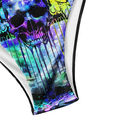 Colorful Skull Watercolor Micro Triangle Bikini Swimsuit - Wonder Skull
