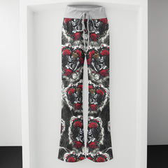 Couple Skeleton Gothic Pattern Women's High-waisted Wide Leg Pants