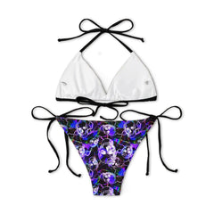 Violet Thunder Skull Pattern Micro Triangle Bikini Swimsuit - Wonder Skull