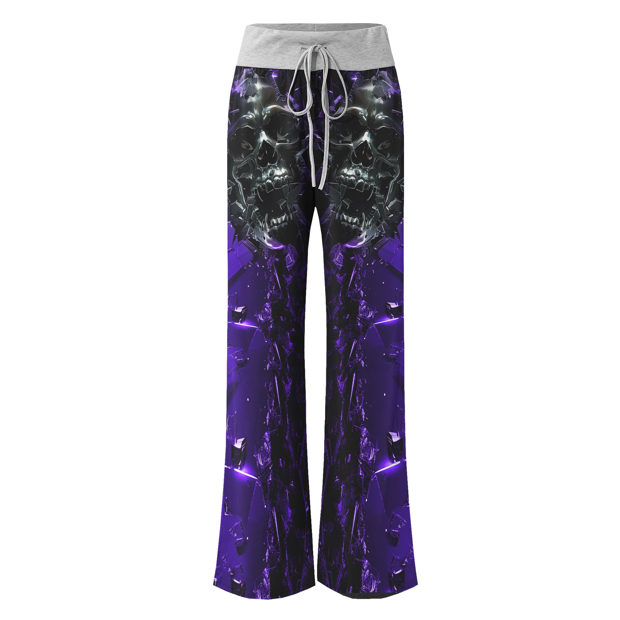Purple Skull Broken Mirror Women's High-waisted Wide Leg Pants | Wonder Skull