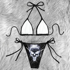 Electric Skull Discharge Micro Triangle Bikini Swimsuit