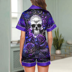 Chic and stylish women's pajama set with unique design prints and statement sleeves, Soft and luxurious fabrics make this pajama set perfect for bedtime or lounging at home.