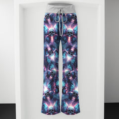 Galaxy Skull Butterfly Pattern Women's High-waisted Wide Leg Pants